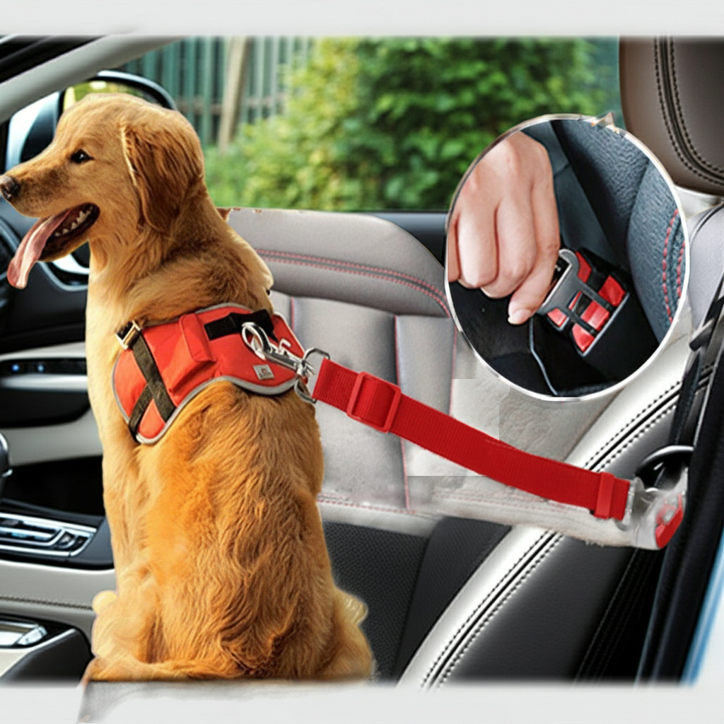 Adjustable Pet Car Seat Belt — Safety Harness Clip for Dogs & Cats