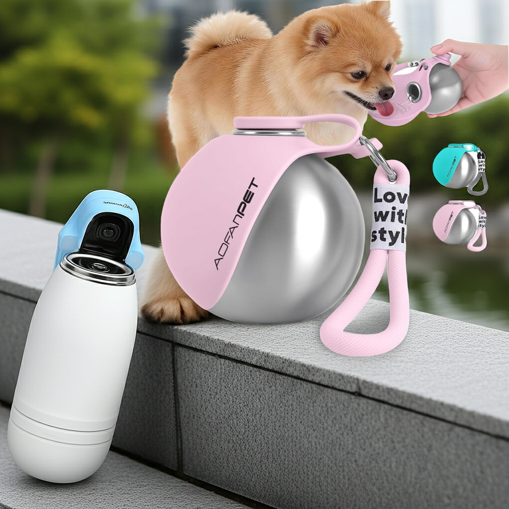 Portable Dog Water Bottle & Bowl — Stainless Steel Travel Drink Dispenser for Small Dogs & Puppies